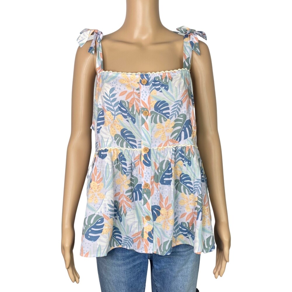 LC Lauren Conrad Floral Rayon Tank Top XXL